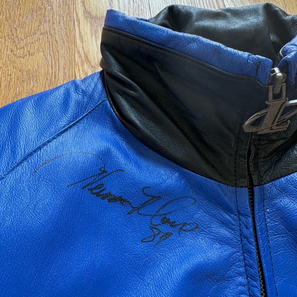 Detroit Lions Logo Athletic Sharktooth Vintage 90s Leather Jacket Moore Signed L - Picture 5 of 16